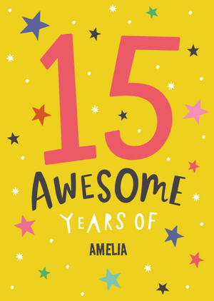 Moonpig Fun Star Typographic Customisable 15th Birthday Card