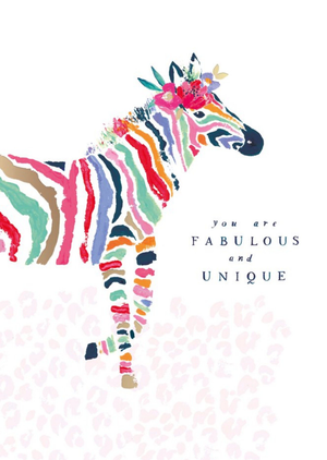 Moonpig You Are Fabulous And Unique Colourful Zebra Card
