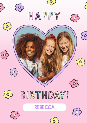 Moonpig Fun Ditzy Floral Doodles Photo Upload Birthday Card