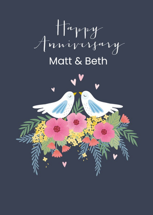 Moonpig Cute Dove Floral Anniversary Card