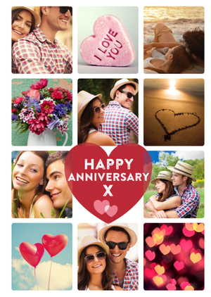 Moonpig Designers Sweet Happy Anniversary Love Heart Photo Upload Anniversary Card