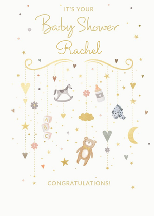 Moonpig Cute Illustrated Mobile Customisable Baby Shower Card