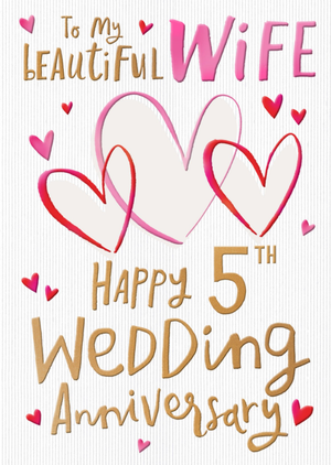 Moonpig To My Beautiful Wife 5th Anniversary Card