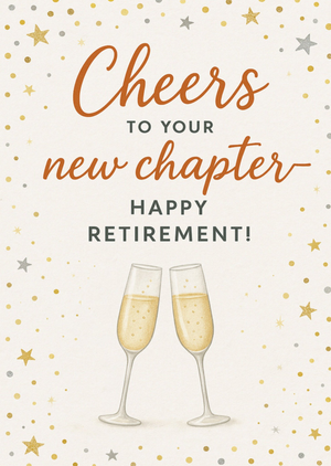 Moonpig Illustrated Champagne Glasses Retirement Card