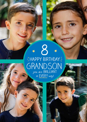 Happy Jackson Grandson 4 Photo Uploads 8th Birthday Card