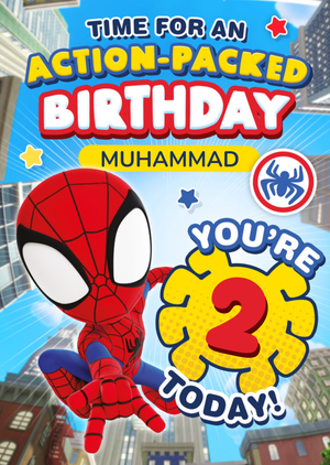 Marvel Spidey And His Amazing Friends Action Packed 2nd Birthday Card