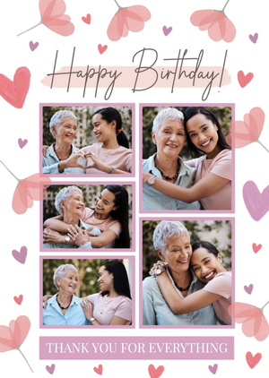 Moonpig Flowers And Hearts Photo Upload Birthday Card