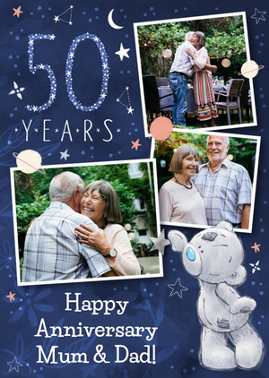 Me To You Tatty Teddy 50 Year Anniversary Mum And Dad Photo Upload Card
