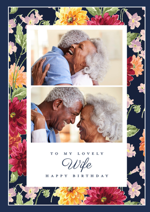 Moonpig Laura Ashley To My Lovely Wife Floral Photo Upload Birthday Card