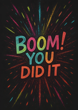 Moonpig Boom You Did It Typographic Congratulations Card