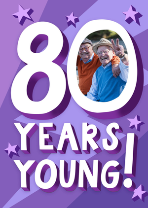 Moonpig 80 Years Young Photo Upload Birthday Card