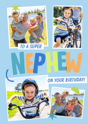Moonpig Typographic Photo Upload To A Super Nephew On Your Birthday Card