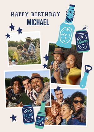 Moonpig Beers With Friends 4 Photo Upload Birthday Card