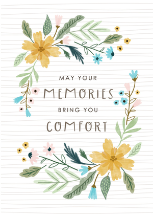 Moonpig May Your Memories Bring You Comfort Floral Illustrated Sympathy Card
