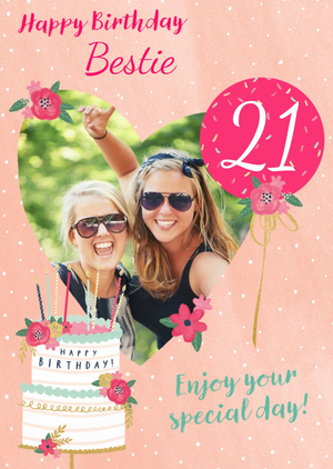 Moonpig Hundreds And Thousands Photo Upload Bestie 21st Birthday Card