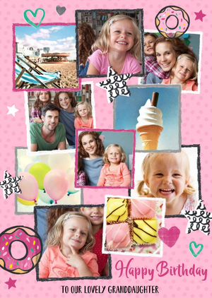 Moonpig Doughnuts Stars And Hearts Muliti Photo Upload Granddaughter Birthday Card