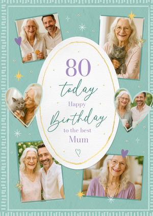 Moonpig Best Mum Photo Upload Happy 80th Birthday Card
