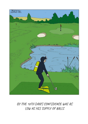 Moonpig Funny Illustrated Golf Scuba Diver Cartoon Retirement Card