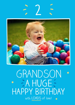 Happy Jackson Grandson Photo Upload 2nd Birthday Card