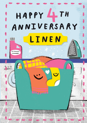 Moonpig Happy 4th Anniversary Linen Card