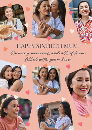 Moonpig Happy Sixtieth Photo Upload Mum Birthday Card