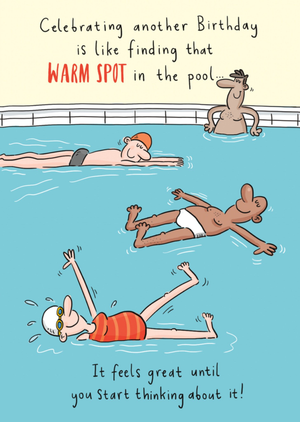 Moonpig Warm Spot Funny Swimming Illustrated Birthday Card