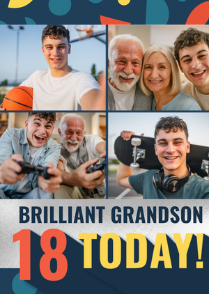 Moonpig Brilliant Grandson 18 Today Photo Upload Birthday Card