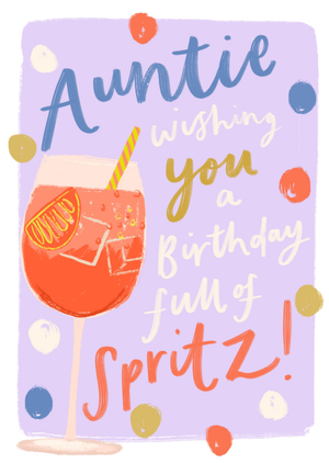 Moonpig Auntie Birthday Card With Spritz Illustration