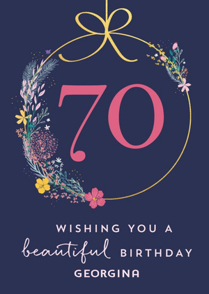Moonpig Floral 70th Birthday Card