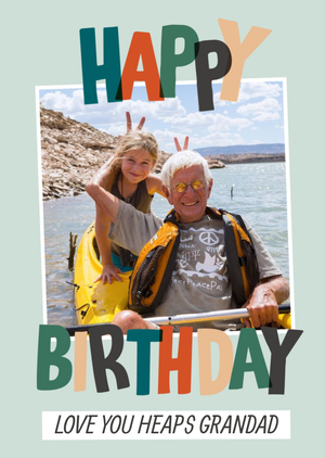 Moonpig Typographic Photo Upload Happy Birthday Love You Heaps Grandad Personalised Card