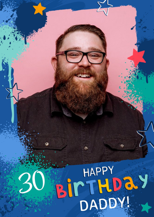 Moonpig Studio Sundae Blue Paint And Stars Photo Upload Birthday Age Card