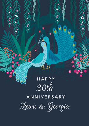 Moonpig Cute Illustrative Peacock Anniversary Card