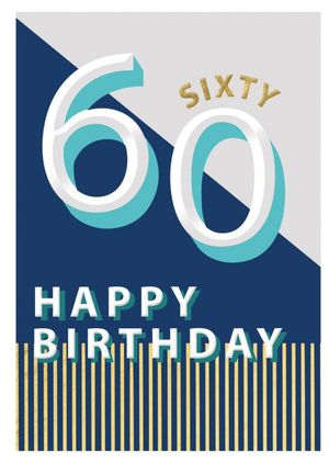 Moonpig 60 Happy Birthday Block Colour Card