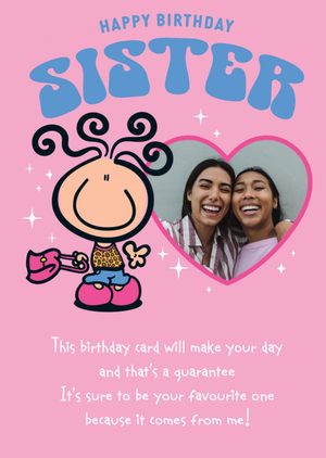 Moonpig Cartoon Girl Heart Photo Upload Sister Birthday Card