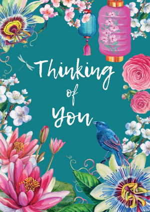 Moonpig Floral Japenese Thinking Of You Card
