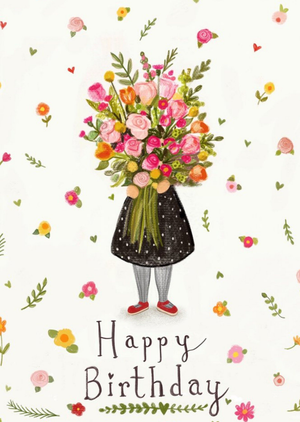 Moonpig Love Lucy Illustration Floral Bouquet Birthday Card