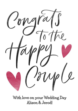 Moonpig Typographic Congrats To The Happy Couple Wedding Card
