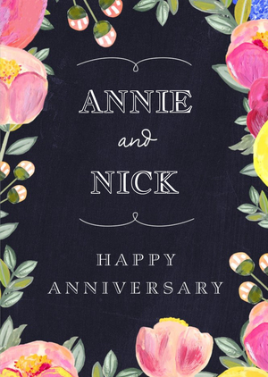 Moonpig Happy Anniversary - Anniversary Card - Floral