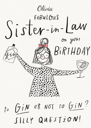 Moonpig Illustrative Gin Fabulous Sister-In-Law Birthday Card