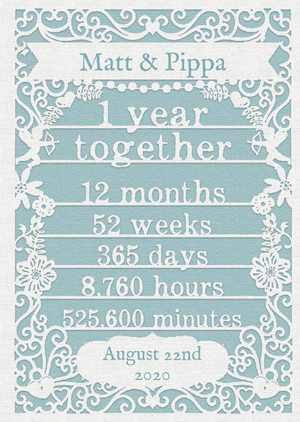 Moonpig Paper Frames One Year Together First Anniversary Card