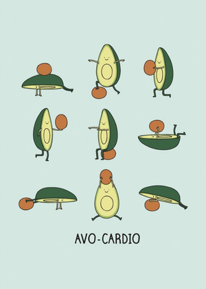 Moonpig Modern Funny Avocado Exercise Avo-Cardio Card