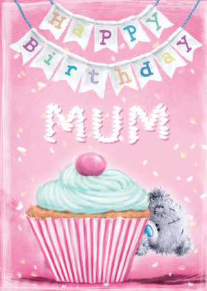 Tiny Tatty Teddy Tatty Teddy Hiding Behind A Cupcake Personalised Happy Birthday Card