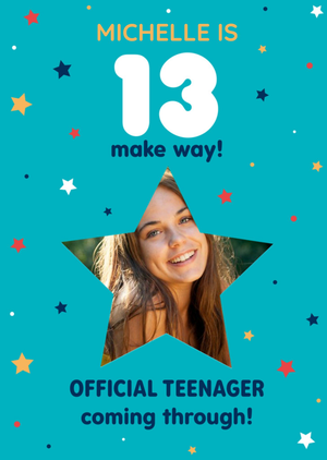 Moonpig Photo Upload Typographic 13Th Birthday Card