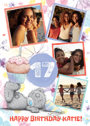 Me To You Cute Tatty Teddy 17th Birthday Photo Upload Card