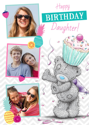 Me To You Tatty Teddy Cupcake On Head Personalised Photo Upload Birthday Card For Daughter