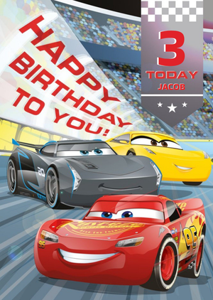 Disney Cars Happy Birthday Personalised Card