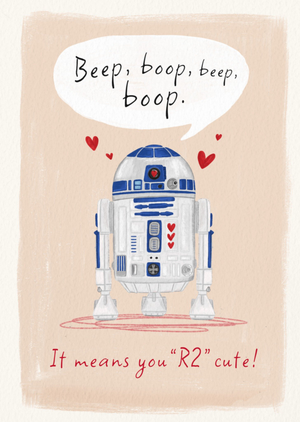 Disney Star Wars Funny Illustrated R2-D2 Valentine's Day Card