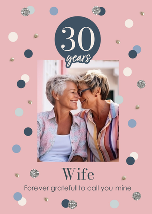 Moonpig Wife 30 Years Photo Upload Anniversary Card