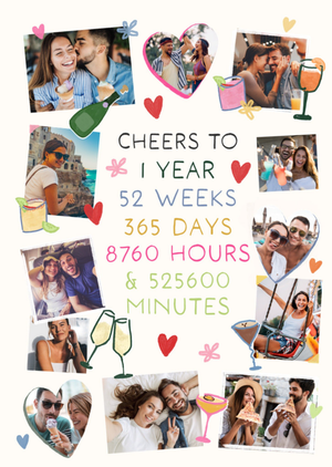 Moonpig Cheers To 1 Year Photo Upload Anniversary Card
