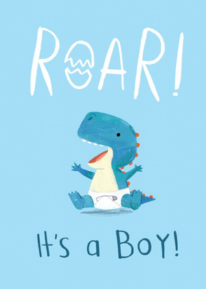 Moonpig Cute Simple Blue Illustrated Baby Dinosaur It's A Boy Card